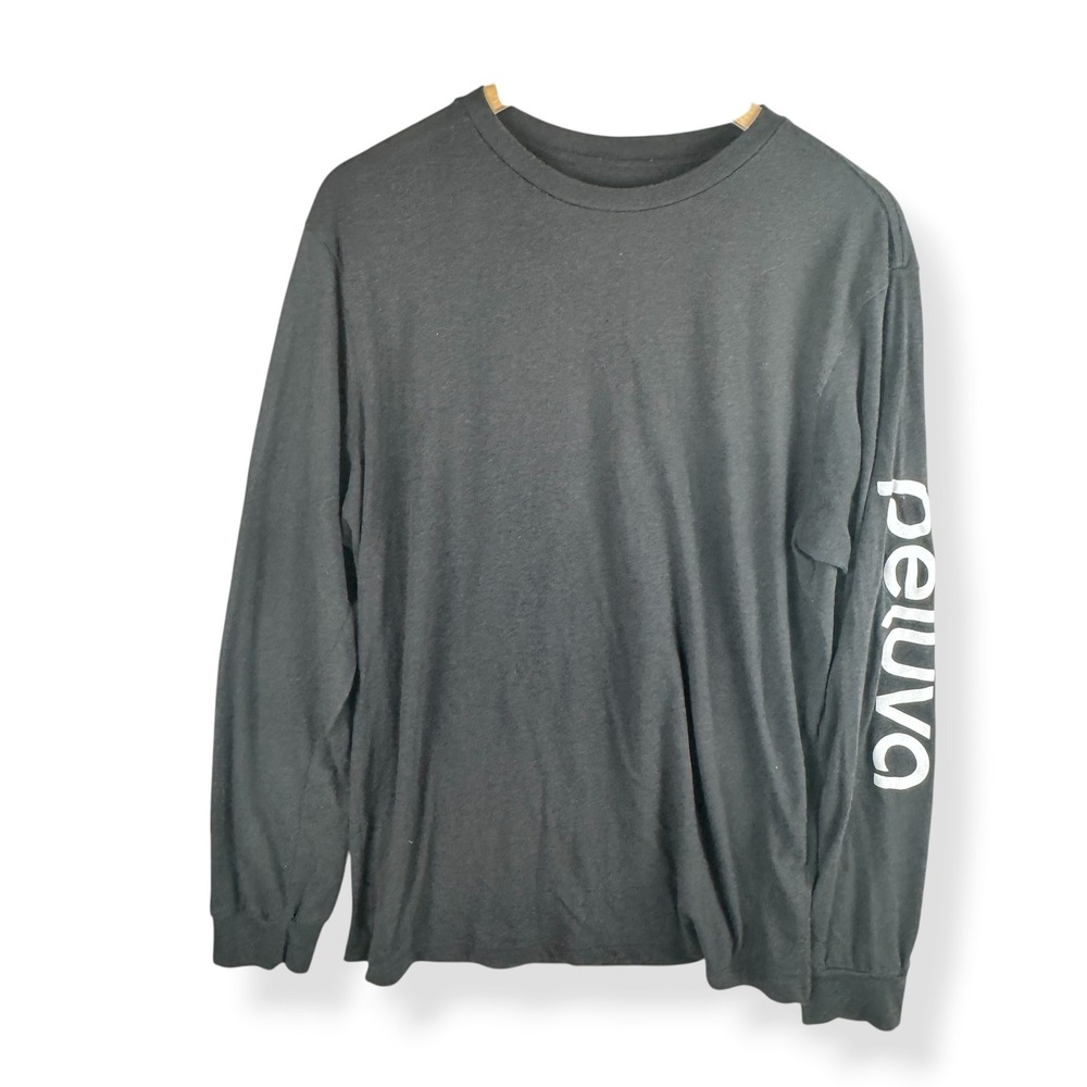 Peluva Logo T Shirt Mens Size Large Long Sleeve Cotton Hiking Outdoor USA Made